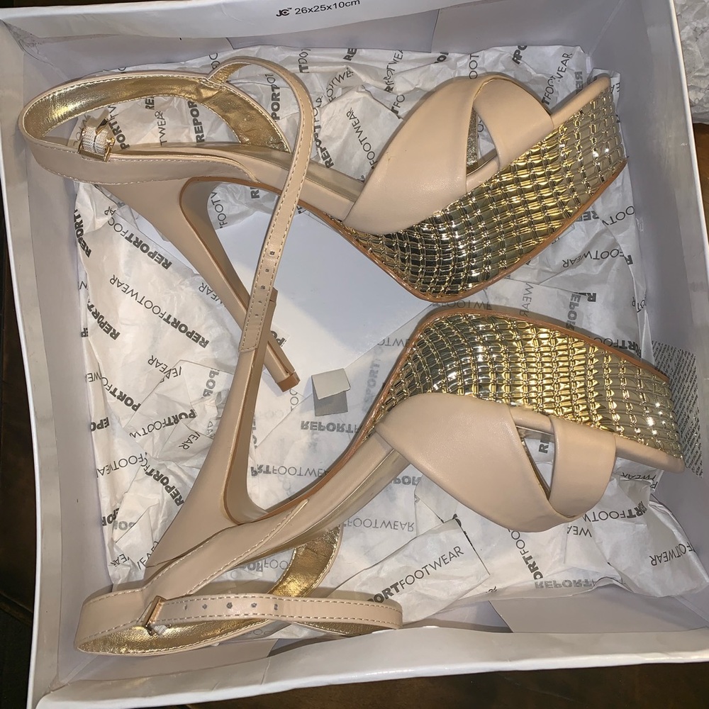 Nude and gold heels